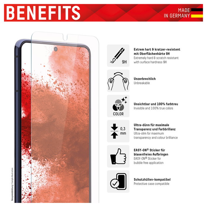Displex 01639 Protector de Pantalla Cristal Templado 9H para Samsung Galaxy A52/A52s/A53 5G - Ultra Delgado, Resistente a Impactos y Rayones, Aplicación en Seco
