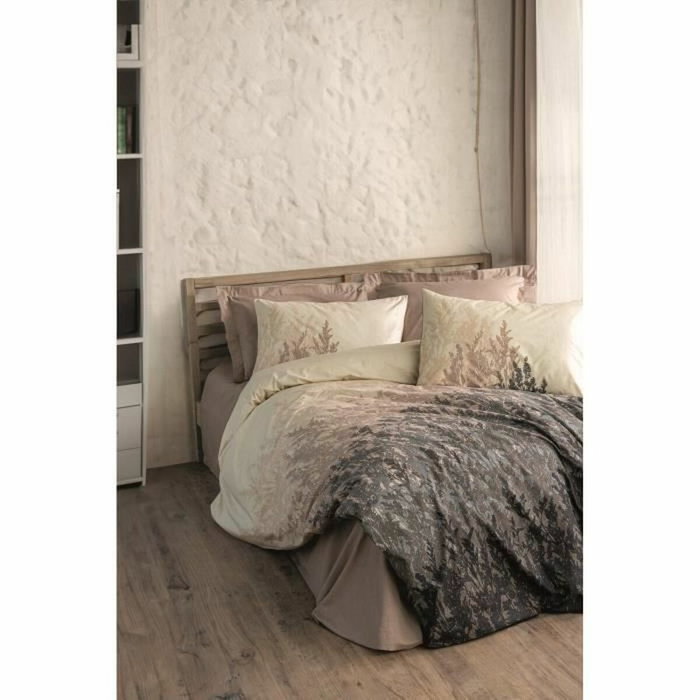 Aucune Juego de cama de 100% algodón, Beige, 220x240 cm + 2 fundas de 60x60 cm Aucune Juego de cama de 100% algodón, Beige, 220x240 cm + 2 fundas de 60x60 cm