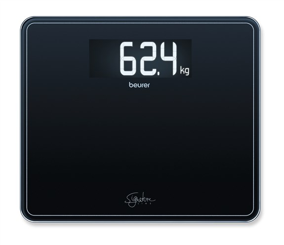Beurer GS-410 Báscula Digital de Vidrio Negra con Pantalla LCD Grande, Capacidad 200 kg