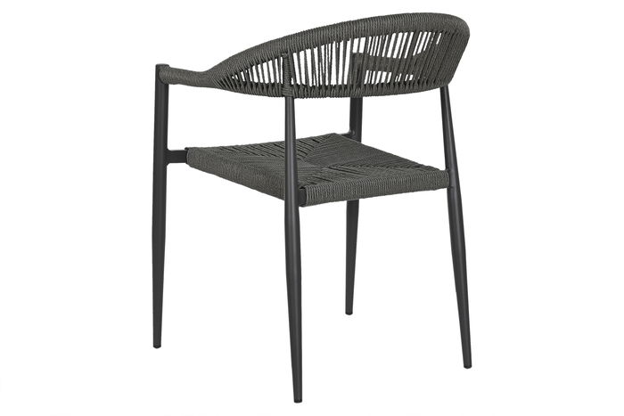 DKD Home Decor Silla de Terraza y Jardín Negro Gris Oscuro Aluminio Ratán 60 x 78 x 56 cm