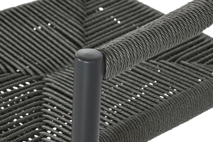 DKD Home Decor Silla de Terraza y Jardín Negro Gris Oscuro Aluminio Ratán 60 x 78 x 56 cm