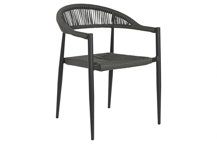 DKD Home Decor Silla de Terraza y Jardín Negro Gris Oscuro Aluminio Ratán 60 x 78 x 56 cm