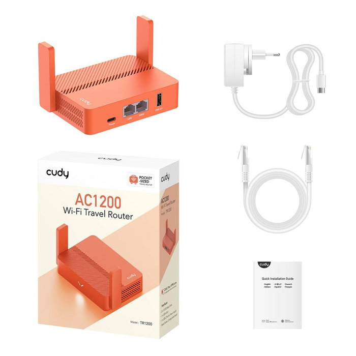 CUDY AC1200 Enrutador Inalámbrico Portátil Doble Banda Naranja CUDY AC1200 Enrutador Inalámbrico Portátil Doble Banda Naranja