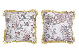 DKD Home Decor Cojin Neoclasico Blanco Dorado 45 x 45 x 10 cm (4 Unidades)