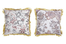 DKD Home Decor Set de 2 Cojines de Poliéster Blanco y Dorado 45x45x10 cm