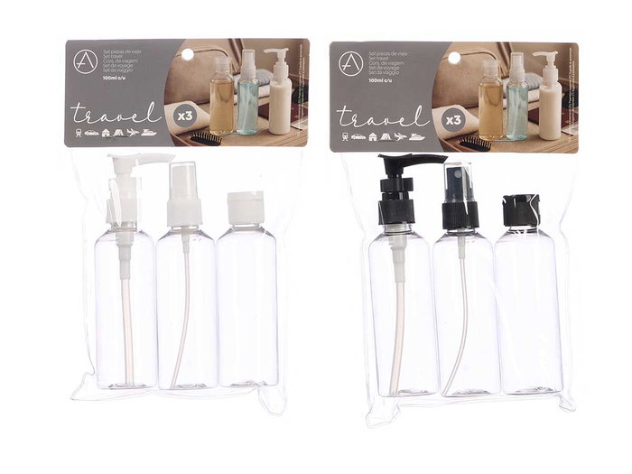 Arte Regal Set 3 Piezas Viaje Surtido Colores Blanco y Negro Plástico 15.5 x 23 x 4 cm (Set de 24)