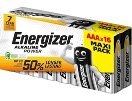 Energizer Pilas Alcalinas AAA Power - Blister de 16 unidades - Hasta 7 años de carga almacenada