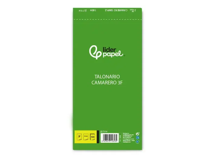Liderpapel T114 Talonario Camarero 3/Fº Original 102x205mm 60g