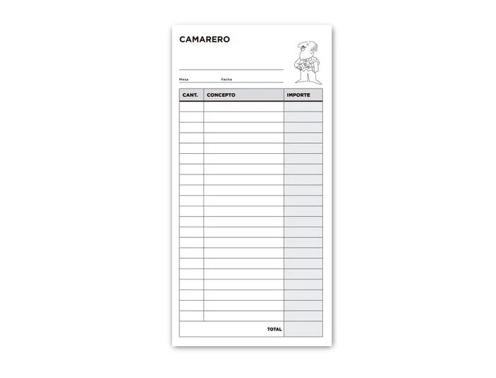 Liderpapel T114 Talonario Camarero 3/Fº Original 102x205mm 60g