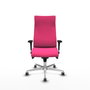 PIQUERAS Y CRESPO Sillón Albacete con Mecanismo Sincro, Similpiel Rosa, Base Aluminio, Brazos 1D y Ruedas 65 mm