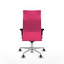 PIQUERAS Y CRESPO Sillón Albacete con Mecanismo Sincro, Similpiel Rosa, Base Aluminio, Brazos 1D y Ruedas 65 mm