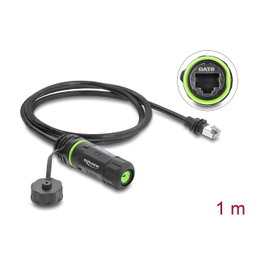 DeLOCK Cable RJ45 Cat.6 para montaje con rosca M20 x 1,5 mm, compatible con Starlink, IP68, 1 m