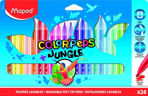 Maped Color'Peps Jungle 2.0 Estuche de 24 Rotuladores Surtidos
