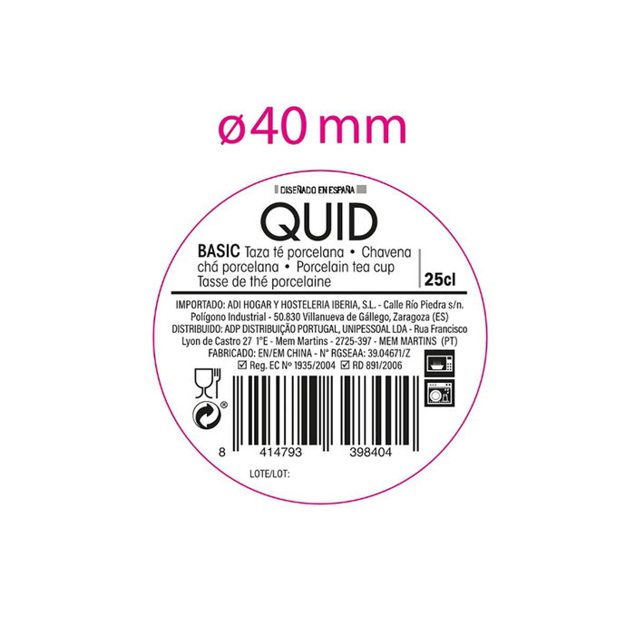 Taza Porcelana Basic Quid 25 cL (12 Unidades)