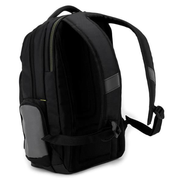 Targus Mochila Citygear para Portátil hasta 14 Pulgadas, Negra con Gris, 6 Secciones, Correa para Trolley, 45x33x17 cm, Modelo para Profesionales Urbanos