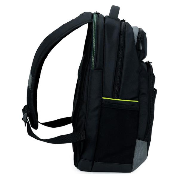 Targus Mochila Citygear para Portátil hasta 14 Pulgadas, Negra con Gris, 6 Secciones, Correa para Trolley, 45x33x17 cm, Modelo para Profesionales Urbanos