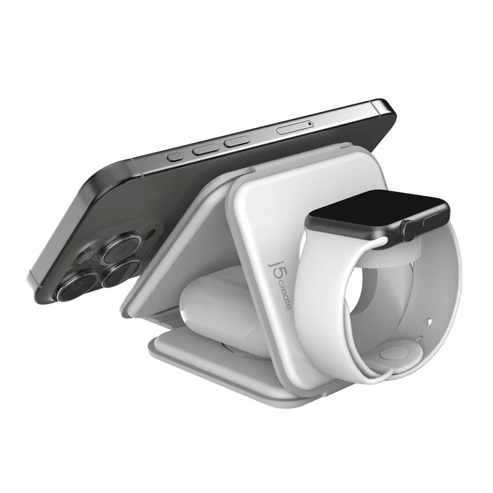 J5create Cargador magnético de viaje 3 en 1 Qi2 Blanco J5create Cargador magnético de viaje 3 en 1 Qi2 Blanco