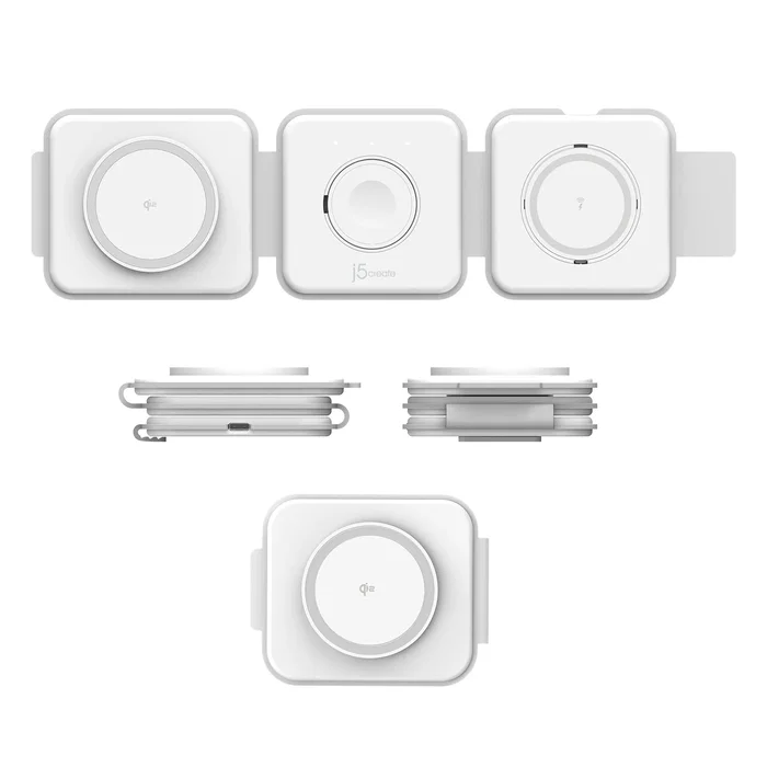 J5create Cargador magnético de viaje 3 en 1 Qi2 Blanco J5create Cargador magnético de viaje 3 en 1 Qi2 Blanco