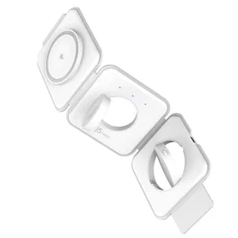 J5create Cargador magnético de viaje 3 en 1 Qi2 Blanco