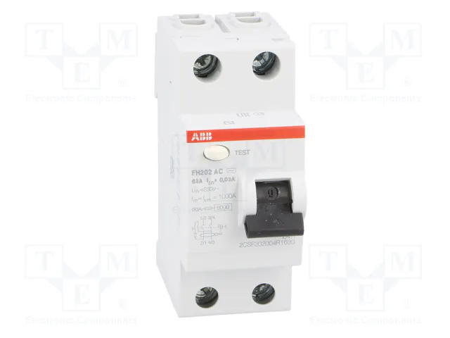 ABB FH202AC-63/0.03 Interruptor Diferencial 2 Polos 63A 30mA ABB FH202AC-63/0.03 Interruptor Diferencial 2 Polos 63A 30mA
