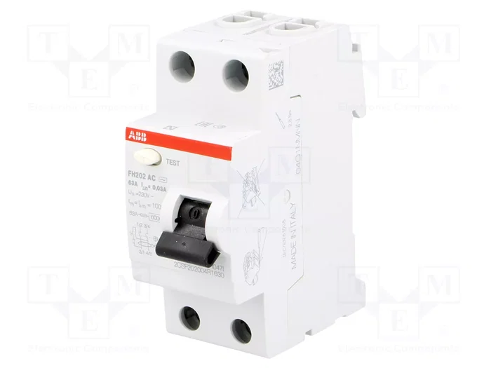 ABB FH202AC-63/0.03 Interruptor Diferencial 2 Polos 63A 30mA ABB FH202AC-63/0.03 Interruptor Diferencial 2 Polos 63A 30mA