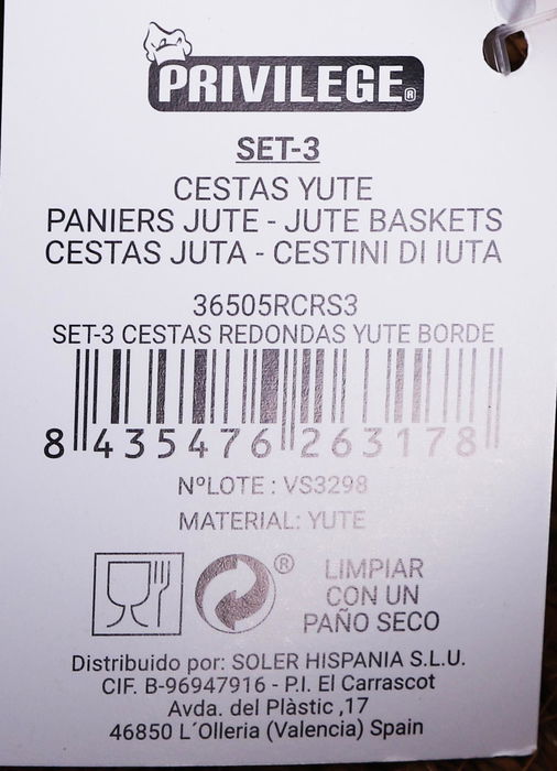 Privilege - Set de 3 Cestas de Mimbre Rojo para Almacenaje, Diámetros 20 cm / 23 cm / 26 cm (4 Cajas)
