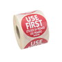 NCCO Rollo de 500 etiquetas trilingüe USE FIRST 5 x 5 cm Blanco y rojo