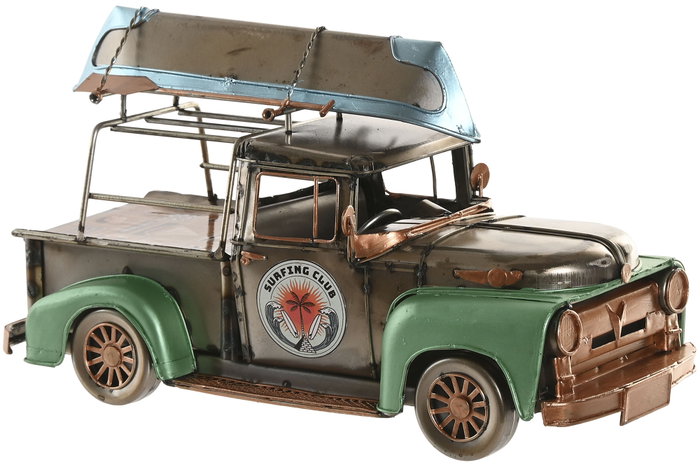 DKD Home Decor Vehículo de Decoración Metal Camioneta Plateado y Verde DKD Home Decor Vehículo de Decoración Metal Camioneta Plateado y Verde