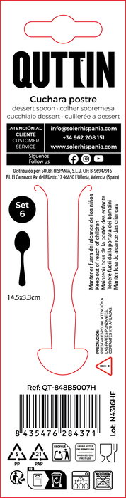 Inde Set 6 Cucharas de Postre Classic 1.5 mm de Grosor 14.5 cm (12 Cajas)