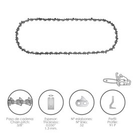 PAPILLON Cadena de Motosierra 3/8'' 0.050'' 1,3 mm 52 Eslabones 91 P