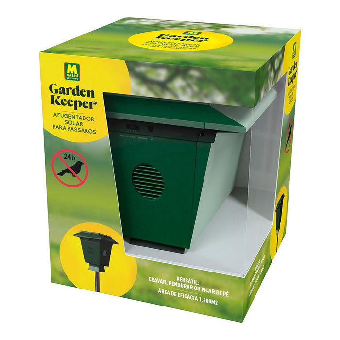 Massó Ahuyentador solar de aves Garden Keeper - Emite pulsos ultrasónicos con 4 altavoces y 1600 m² de cobertura IP44
