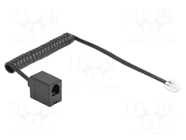 DeLOCK Cable telefónico espiral RJ11 Macho a RJ11 Hembra, 1 m, Negro