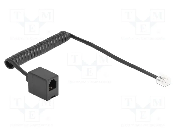 DeLOCK Cable telefónico espiral RJ11 Macho a RJ11 Hembra, 1 m, Negro DeLOCK Cable telefónico espiral RJ11 Macho a RJ11 Hembra, 1 m, Negro