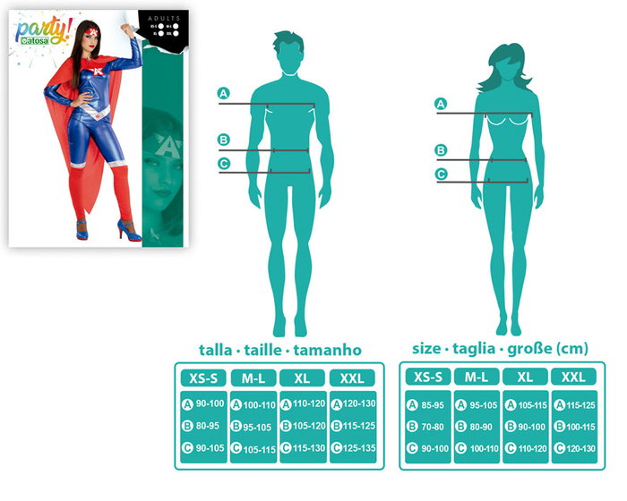 Disfraz Heroe Comic Mujer Adulto Azul Brillante M-L