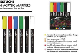 ARTIST BY ALEX BOG Estuche de 6 Rotuladores Acrylic Markers Colores Básicos
