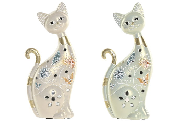 DKD Home Decor Figura de Gato en Resina Surtida Verde y Beige DKD Home Decor Figura de Gato en Resina Surtida Verde y Beige
