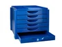 Q-connect Fichero Cajones Sobremesa 6 Cajones Organizador Azul Opaco para DIN A4 Folio Subcarpetas