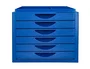 Q-connect Fichero Cajones Sobremesa 6 Cajones Organizador Azul Opaco para DIN A4 Folio Subcarpetas