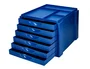 Q-connect Fichero Cajones Sobremesa 6 Cajones Organizador Azul Opaco para DIN A4 Folio Subcarpetas