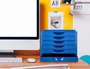 Q-connect Fichero Cajones Sobremesa 6 Cajones Organizador Azul Opaco para DIN A4 Folio Subcarpetas