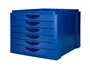 Q-connect Fichero Cajones Sobremesa 6 Cajones Organizador Azul Opaco para DIN A4 Folio Subcarpetas