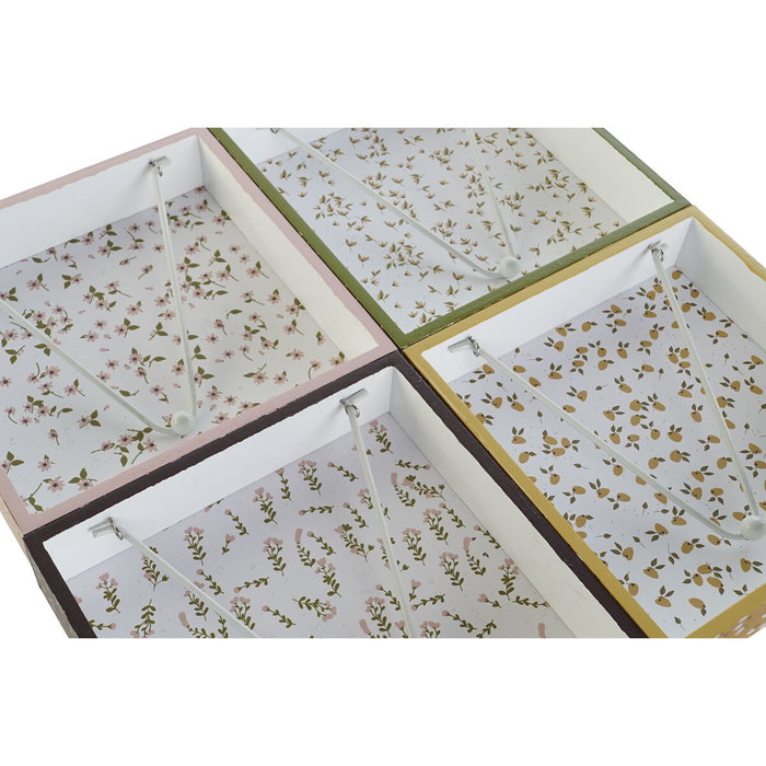 DKD Home Decor Surtido de 4 Servilleteros de MDF y Metal 18x18x4 cm