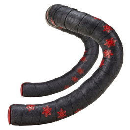 Supacaz Cinta de Manillar Galaxy Estrellas Negro/Rojo - 2.160mm x 30mm x 2.5mm con Tapones Aluminio