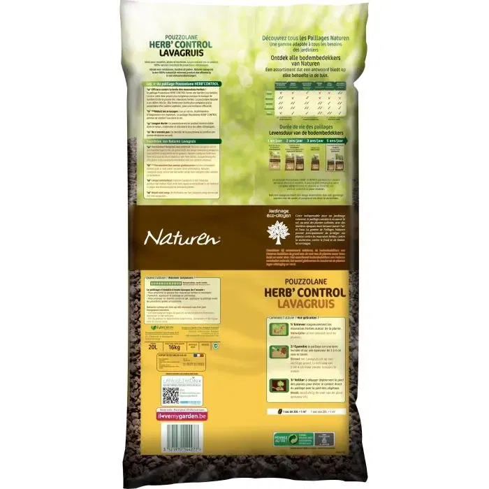 Naturen 44-551 Mantillo Pouzzolane 20L, Control Malezas Natural, Roca Volcánica 2-8mm para Jardines, Rocallas y Caminos, Agricultura Ecológica