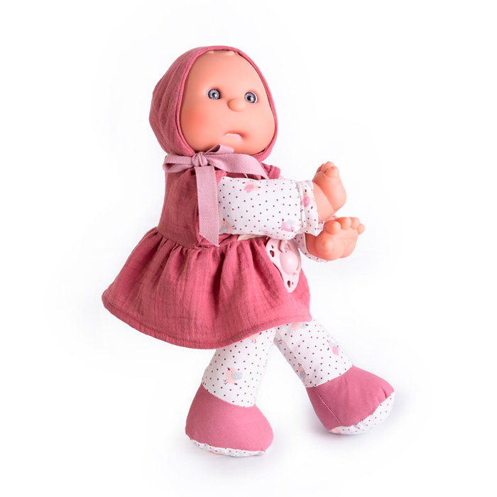 Muñecas Antonio Juan Mi Primer Antonio Juan Dolly Musical para Niña, 36 cm, Cuerpo Suave con Cabeza de Vinilo, Vestido Rosa y Capota, Incluye Chupete - 83206