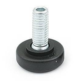 HERRAJES ALK Pie Nivelador D24 M8X20 Negro Con Rótula y Huella Allen Para Muebles y Estanterías