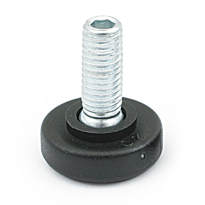 HERRAJES ALK Pie Nivelador D24 M8X20 Negro Con Rótula y Huella Allen Para Muebles y Estanterías HERRAJES ALK Pie Nivelador D24 M8X20 Negro Con Rótula y Huella Allen Para Muebles y Estanterías