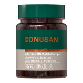 Bonusan Vitamina B6 Complejo Metilo 60 Cápsulas - Vitamina B6 Activa, Folato Activo Quatrefolic®, Vitamina B12 Metilcobalamina, Betaína Anhidro