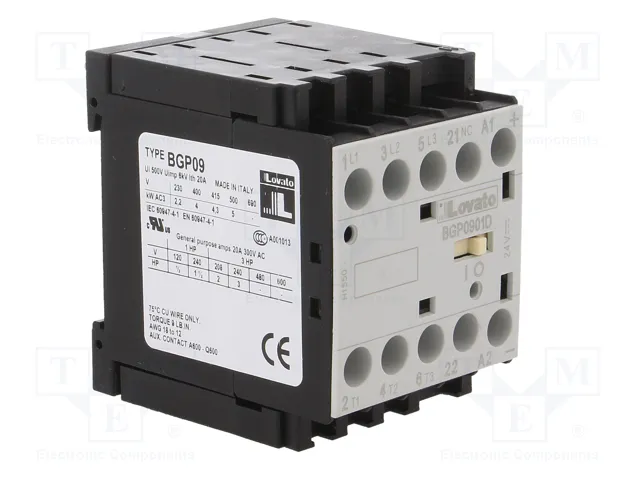 LOVATO ELECTRIC Contactor BG 3-polar 9A 24VDC LOVATO ELECTRIC Contactor BG 3-polar 9A 24VDC