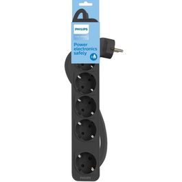 PHILIPS Base Múltiple con 5 Tomas e Interruptor, Cable 1.5 m, Color Gris - Modelo CHP2154G/12